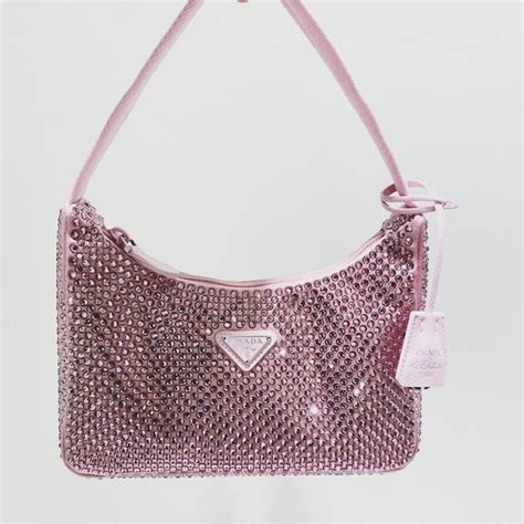 prada pink sparkle bag|Prada pink rhinestone bag.